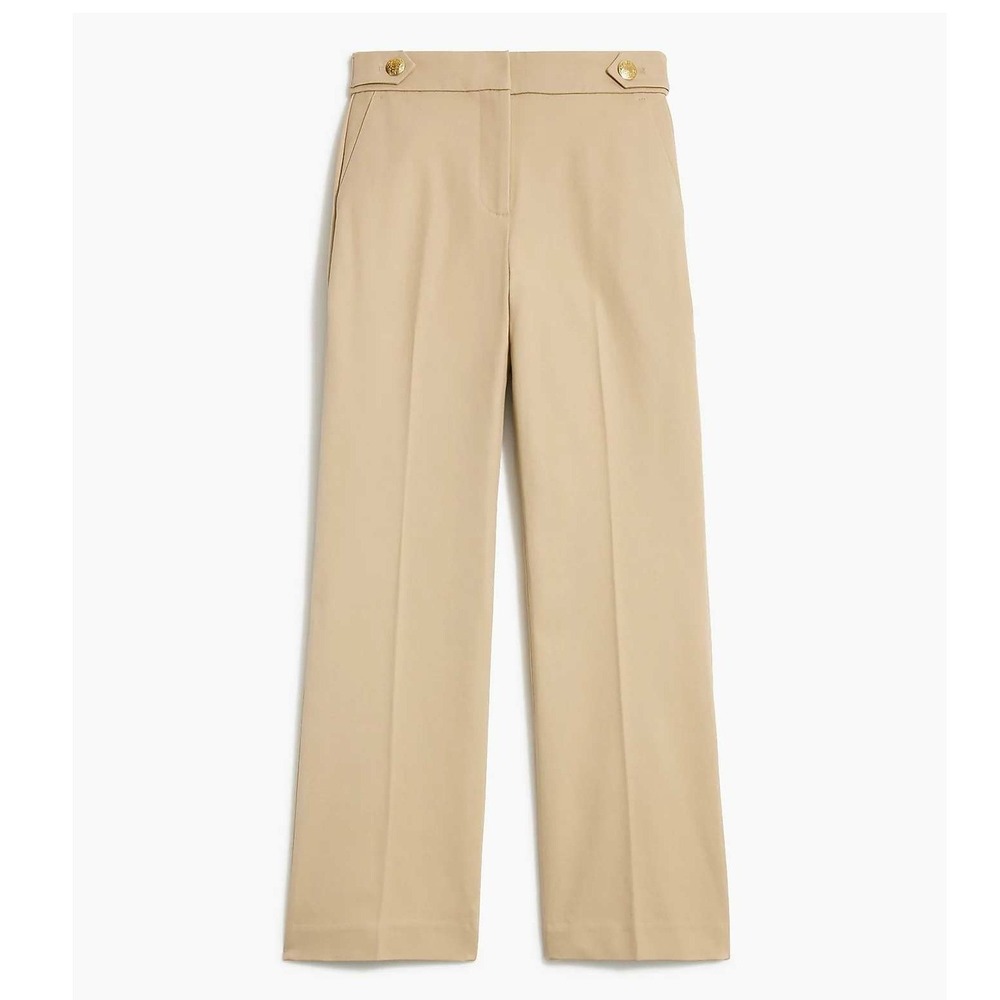 J. Crew Factory NWT Gold Button Wide Leg Trousers Khaki Tan CB415 Size‎ 14